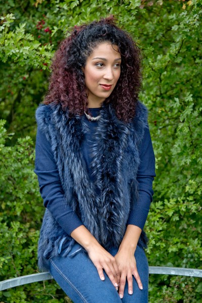 Blossom Navy Fur Gilet (header)